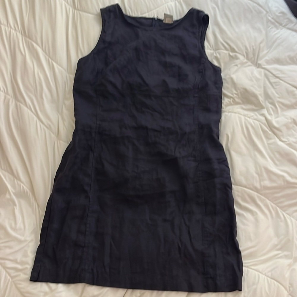 Old navy vintage dark blue linen sheath linen sleeveless mini dress women's - Picture 9 of 9